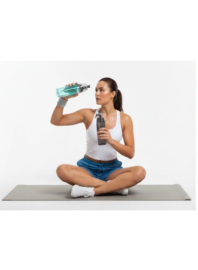 زجاجة رذاذ ماء بلاستيكية شفافة سعة 600 مل - رأس رش محمول مانع للتسرب للعناية بالشعر، والاستخدام في الصالونات، والنباتات، وكيّ الملابس، والتنظيف المنزلي - رمادي - Image 2